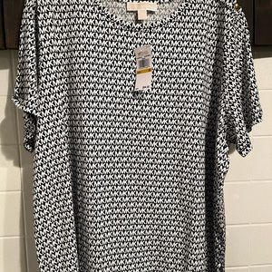 Michael Kors all over black/white logo basic dress shirt